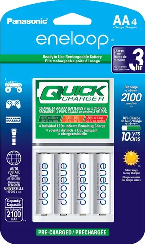 Vista 10 de eneloop Panasonic K-KJ55M3A4BA Cargador Rápido Individual Avanzado de 3 Horas para Baterías y Baterías Recargables Precargadas BK-4MCCA4BA AAA 2100