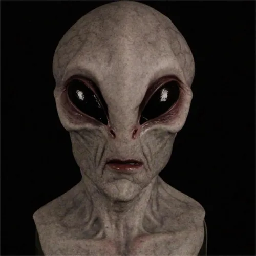 Vista 6 de Máscara de alienígena de látex para disfraz de cabeza completa, disfraz extraterrestre para Halloween, carnaval, fiesta de disfraces