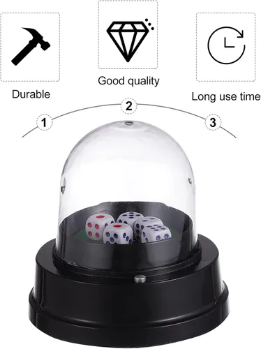 Vista 5 de Toddmomy Juego de dados automáticos de la suerte, juego de dados eléctricos con 5 dados para juegos de fiesta KTV Pub Bar Party Gam, sin batería