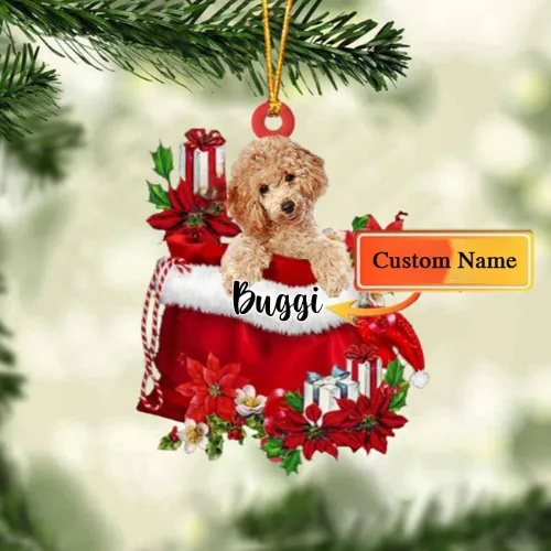 Vista 90 de Perro Akita Inu personalizado en bolsa de regalo, adorno de Navidad, nombre personalizado, regalo para amantes de los perros, familia, Navidad
