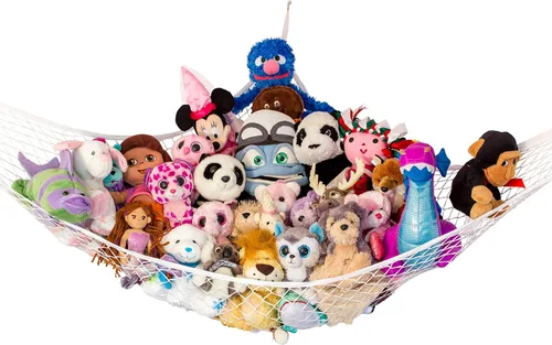 Vista 19 de Hamaca para animales de peluche, grande, almacenamiento de animales de peluche en esquina y red de peluche, hamaca de juguete para animales
