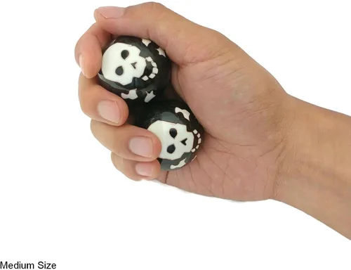 Vista 2 de Top Chi Chiming Skull and Bones Baoding Balls con soporte de bambú (mediano 1.6 pulgadas)