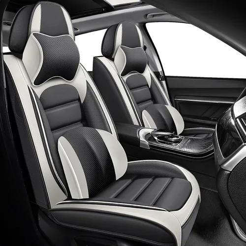 Vista 12 de Fundas de asiento para Chevrolet Chevy Aveo 2004-2011, funda de asiento de automóvil de piel sintética, compatible con bolsa de aire, protector