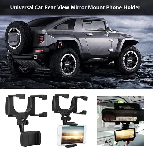 Vista 3 de Fydun Soporte universal para teléfono con espejo retrovisor para coche, soporte para teléfono inteligente