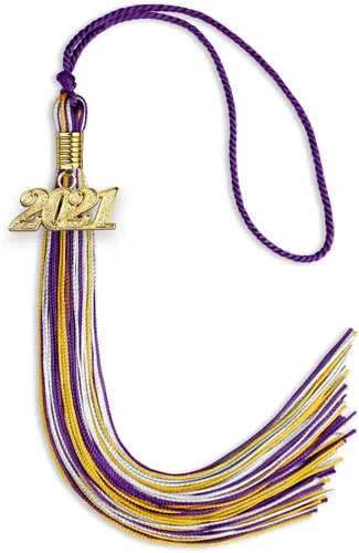 Vista 52 de Endea Graduation Borla mixta de triple color con gota de fecha dorada (negro/dorado/blanco, 2021)