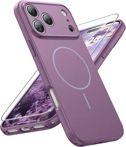 Vista 49 de FNTCASE Funda para iPhone 17 Pro: [Compatible con Magsafe] Fundas sólidas mate 17 Pro azul con protector de pantalla