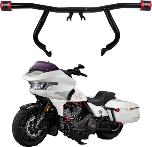 Vista 21 de Advanblack Protector de motor 2009-2026 plano Protek rendimiento delantero alto paso barra de choque para Harley Touring Street Glide Road King Rojo