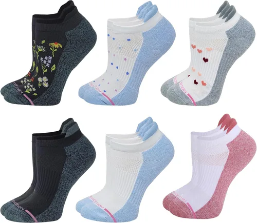 Vista 6 de Dr. Motion 6 pares de calcetines de compresión transpirables acolchados de corte bajo para mujer