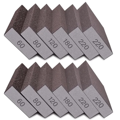 Vista 8 de Esponja de lijado de grano 60, bloques de lijado gruesos para paneles de yeso, metal, madera, lavables y reutilizables, 12