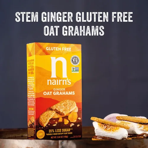 Vista 4 de Nairn's Galletas Graham de Avena Sin Gluten, Jengibre Confitado, 5.64 Onzas
