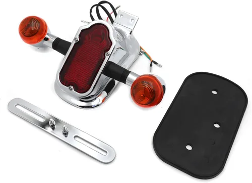 Vista 4 de Motocicleta cromo ámbar metal sepulcral freno cola W/señal de luz compatible con bicicleta de motocicleta gemela grande [P/N: XH3118B-A-01-CD+AMBER]