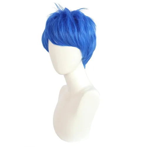 Vista 2 de Pelucas cortas de cosplay azules para hombres peluca masculina de Halloween (JOY)
