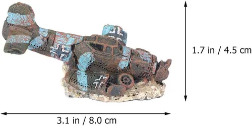 Vista 5 de POPETPOP Acuario Plane Wreck - Decoración de avión estrellado de resina para pecera