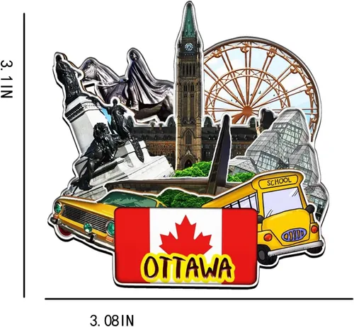 Vista 3 de Imán de Ottawa Canadá para nevera de madera 3D, monumentos de viaje, coleccionables, recuerdos, decoración hecha a mano -1322