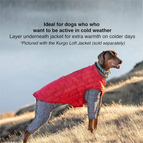 Vista 4 de Kurgo Stowe - Capa base - Ropa cómoda para mascotas para clima frío - Ajuste cómodo y transpirable - Peto para perros con doble cremallera