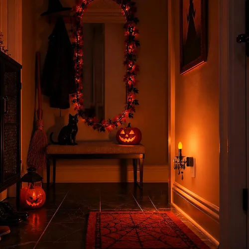Vista 8 de Briignite Halloween Chandelier Night Light Plug in, Dusk to Dawn, Gothic Black