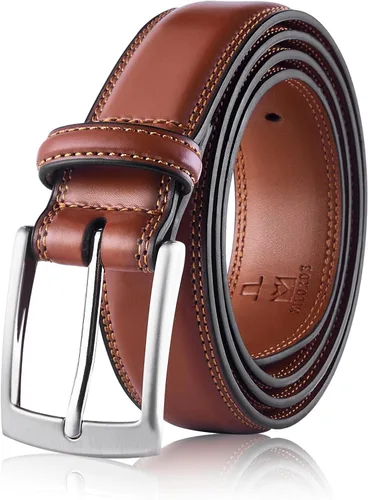 Vista 7 de MILORDE Cinturón de vestir de cuero genuino para hombre, hecho a mano, 100% cuero de vaca, diseños clásicos y modernos para trabajo, negocios y uso