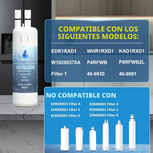 Vista 3 de W10295370A Filtro de agua de repuesto, compatible con Whirlpool EDR1RXD1, Everydrop Filtro 1, EDR1RXD1B, W10295370, WHR1RXD1, KAD1RXD1, P4RFKB2
