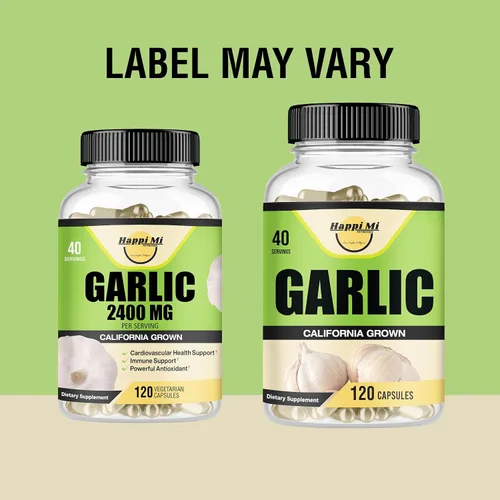 Vista 2 de Cápsulas de ajo de 2400 mg, fabricadas con bulbos de ajo orgánicos, cultivados en California en EE. UU., Suplemento natural de apoyo inmunológico
