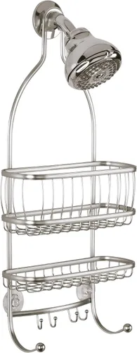 Vista 5 de iDesign York - Organizador de ducha colgante de alambre de metal, espacio extra amplio para champú, acondicionador y jabón con ganchos para Satén