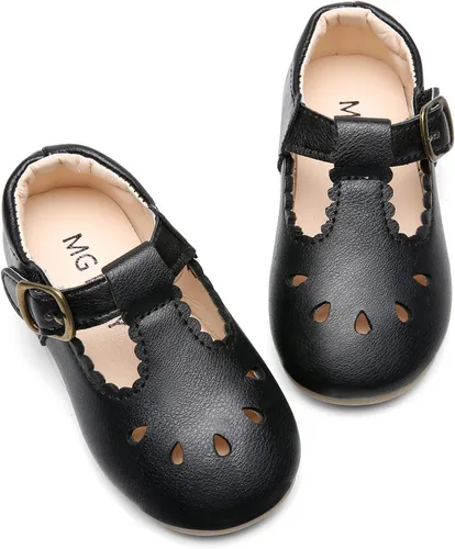 Vista 3 de DADAWEN - Zapatos de correa de vestir planos para niña, clásicos, para usar con el uniforme escolar