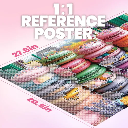 Vista 3 de Rompecabezas de 1000 piezas para adultos, rompecabezas de comida, rompecabezas de paleta de macarrón 1000 piezas, rompecabezas creativos