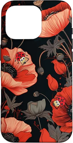 Vista 20 de Poppy Flower Ladybug Red & Black Pattern Case for iPhone 17