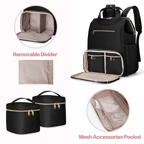 Vista 4 de Fasrom Mochila portátil para extractor de leche con enfriador y bolsa, compatible con bombas manos libres Momcozy Medela y Elvie, color negro