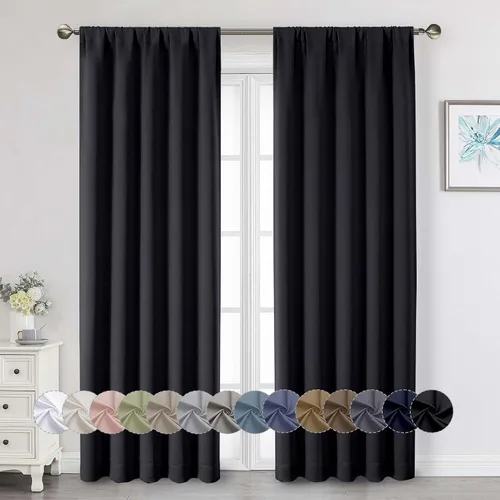 Vista 21 de Cortinas opacas para dormitorio, sala de estar, juego de 2 paneles de 54 pulgadas de largo, cortinas de oscurecimiento de habitación con aislamiento