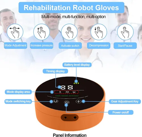 Vista 3 de Guantes de robot de rehabilitación de manos, equipo de entrenamiento de recuperación de hemiplejia, enderezamiento de dedos para recuperación