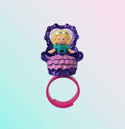 Vista 2 de Polly Pocket Compacto de Coleccionista con 2 Muñecas, Colección de Recuerdos Baile Real Set de Accesorios de Joyería, Juguete Coleccionable con Tema