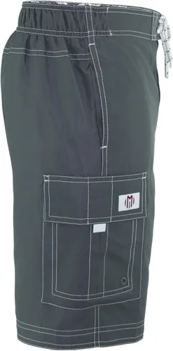 Vista 3 de Traje de baño de microfibra de color sólido estilo cargo para hombre