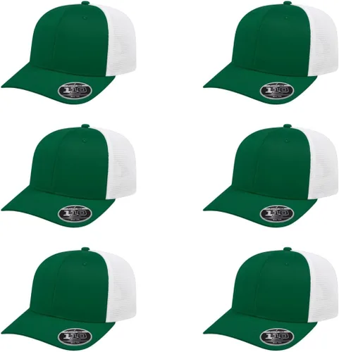 Vista 95 de Cap America i8502 Flexfit 110 Premium - Gorra de camionero de perfil medio con 6 paneles de malla trasera con protección UV y cierre ajustable
