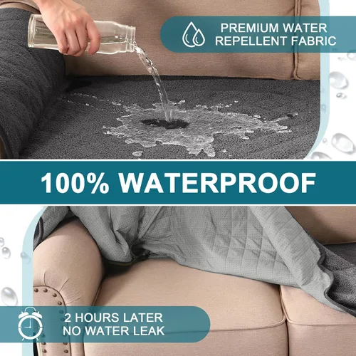 Vista 2 de Turquoize Fundas de sofá impermeables para perros, fundas protectoras para mascotas, fundas de sofá lavables con bolsillo lateral para sofá de 3