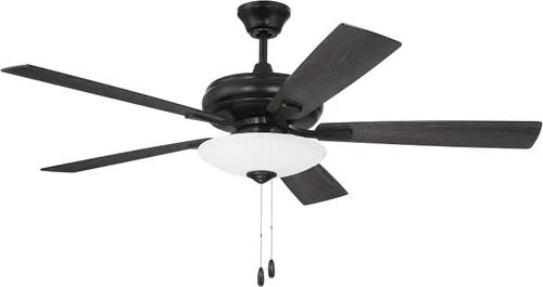 Vista 3 de Craftmade Ventilador de techo Eos de 52 pulgadas con 3 luces en acabado negro plano con cuchillas reversibles planas negras/madera gris