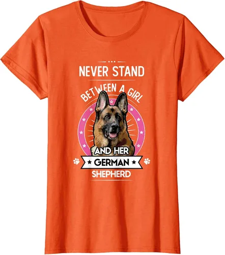Vista 31 de Never Stand Between A Girl and Her German Shepherd T-Shirt Asphalt Grey