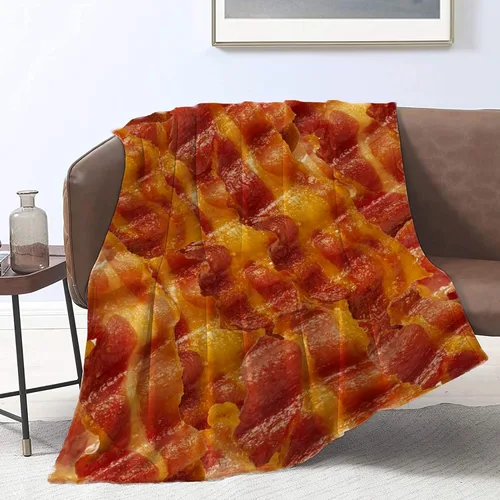 Vista 2 de Manta de Tiro de Tocino de Franela de Forro Polar Colcha de Aire Acondicionado Mejor Regalo Manta de Felpa Ligera y Acogedora para Sofá Silla