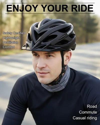 Vista 7 de KINGBIKE - Casco de bicicleta para adultos, hombres, mujeres y jóvenes, para ciclismo en carretera y montaña, con luz recargable por USB