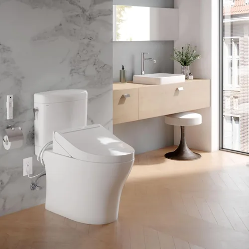 Vista 6 de TOTO WASHLET C5 - Asiento de inodoro electrónico con bidé PREMIST y EWATER+ para limpieza de varita, redondo, algodón blanco - SW3083#01