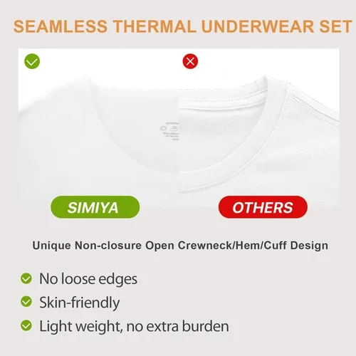Vista 2 de SIMIYA Conjunto de ropa interior térmica para mujer, manga larga, corte libre, forro polar, capa base para clima frío