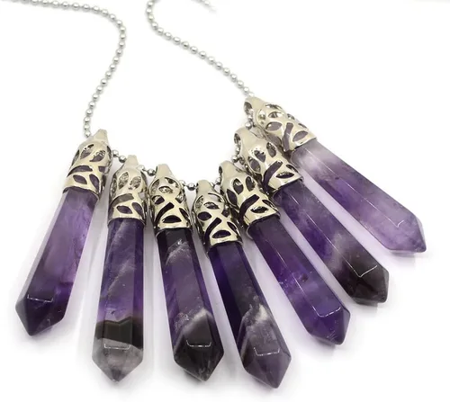Vista 2 de Justinstones Collar con colgante de chakra Reiki puntiagudo hexagonal de piedras preciosas de 20 pulgadas