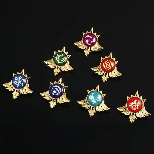 Vista 7 de Genshin Impact Vision Broche luminoso Ojo de Dios - Accesorios para proyectos de juego para mujer Metal Sin gemas