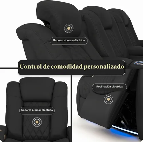 Vista 8 de Seatcraft Asientos de cine en casa Virtuoso LT negro reclinable individual