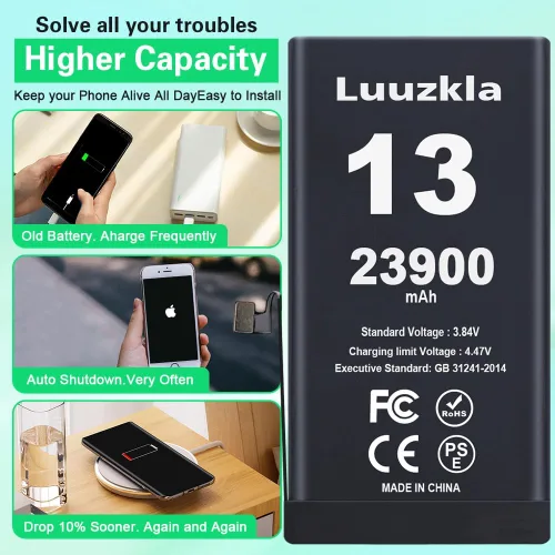 Vista 3 de Batería de 23900 mAh compatible con iPhone 13, batería de gran capacidad compatible con iPhone 13, con kits de herramientas completos, 0 ciclos