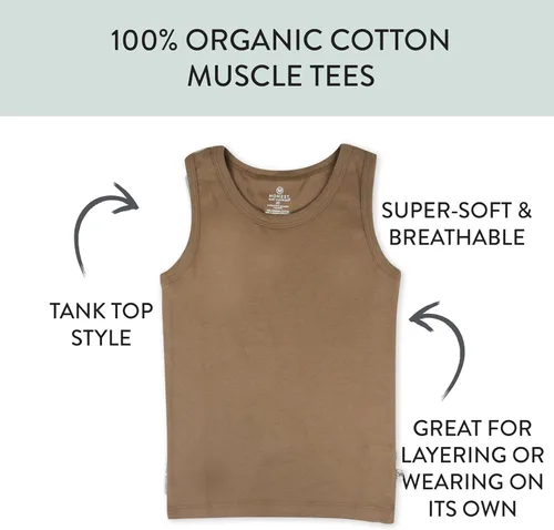 Vista 22 de HonestBaby Camisetas musculares sin mangas 100% algodón orgánico para bebés y niños pequeños, niñas