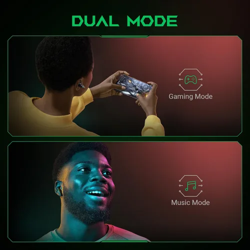 Vista 3 de Black Shark Auriculares Bluetooth inalámbricos, auriculares para juegos IPX4 impermeables con micrófono integrado, modos duales de tiempo