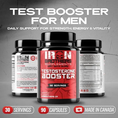 Vista 3 de Iron Brothers Suplemento de apoyo de testosterona para hombre, Tribulus, Tongkat Ali, Ashwagandha y DIM, fórmula diaria de rendimiento y vitalidad