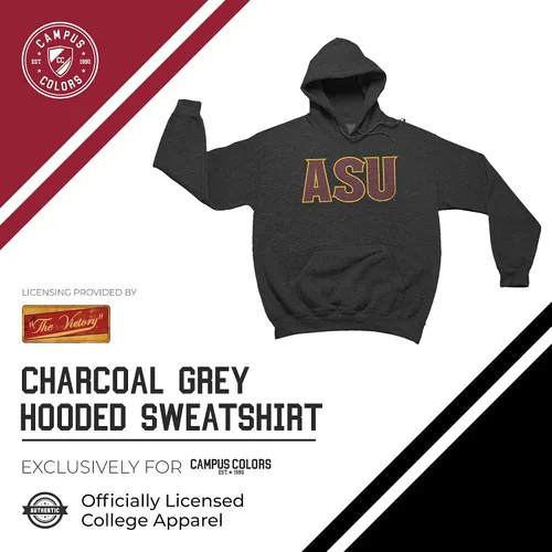 Vista 3 de Campus Colors NCAA Adult Cotton Blend Charcoal Hooded Sweatshirt - Made from Ringspun and Versatility