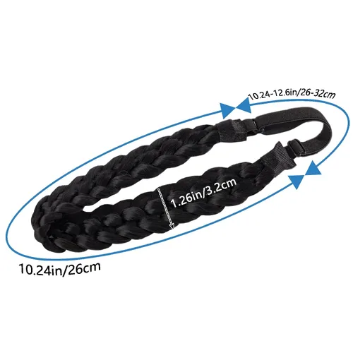 Vista 2 de Fumwase Diademas trenzadas de cabello sintético de 5 hebras, elásticas, clásicas, gruesas, anchas, trenzadas, trenzadas, banda trenzada, diadema