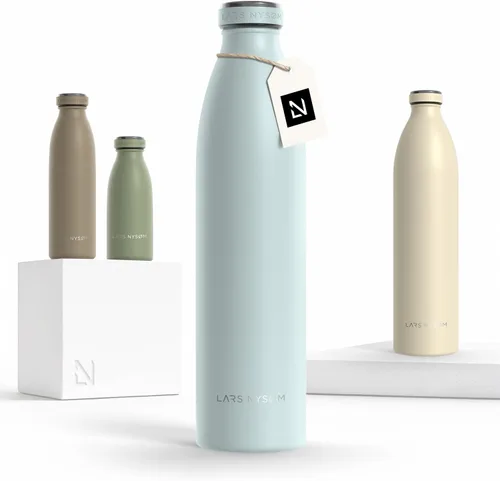 Vista 32 de LARS NYSØM Botella de agua aislada de acero inoxidable de 12 onzas, 17 onzas, 25 onzas, 34 onzas, 51 onzas, frasco térmico aislado para bebidas